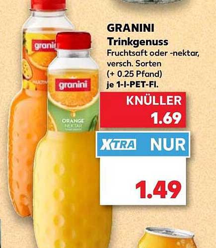 GRANINI Trinkgenuss Fruchtsaft oder -nektar, versch. Sorten (+ 0.25 Pfand) je 1-l-PET-Fl.