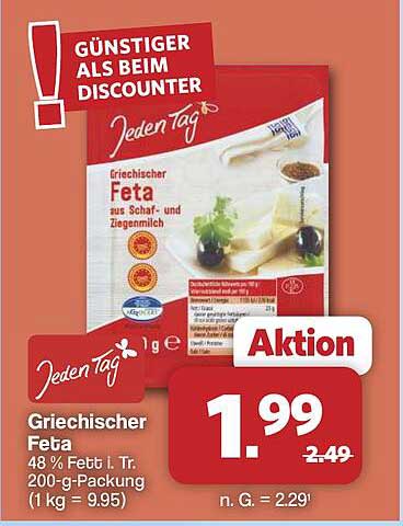 Griechischer Feta 48 % Fett i. Tr. 200-g-Packung