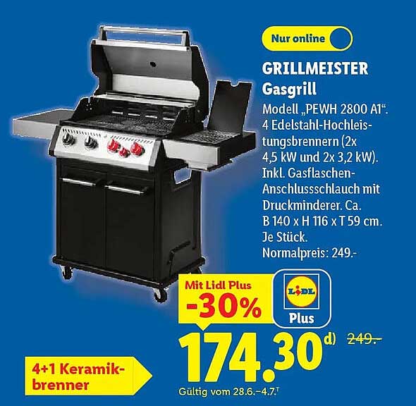 GRILLMEISTER Gasgrill Modell „PFW 2800 A1“