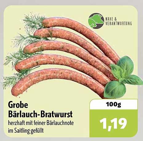 Grobe Bärlauch-Bratwurst