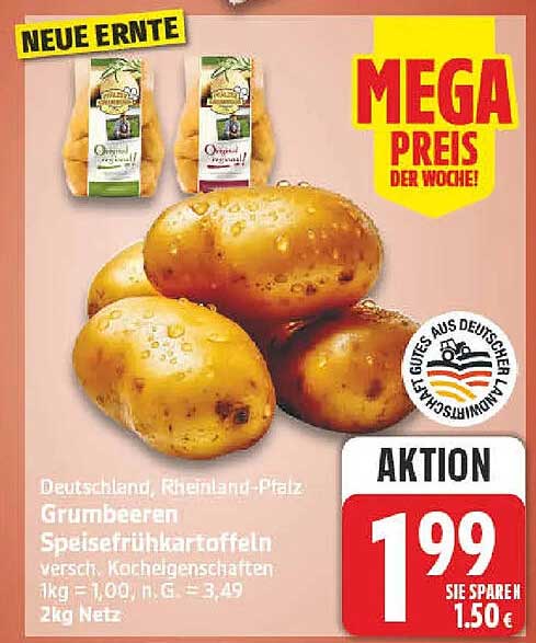 Grumbeeren Speisefrühkartoffeln verschied. Kocheigenschaften