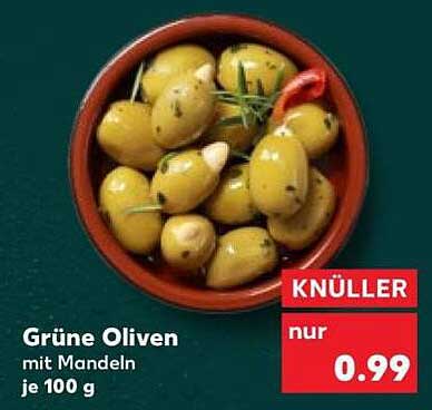 Grüne Oliven mit Mandeln je 100 g