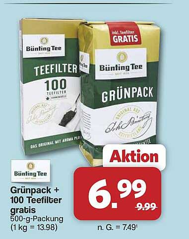 Grünpack + 100 Teefilter gratis