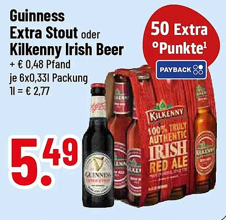 Guinness Extra Stout oder Kilkenny Irish Beer