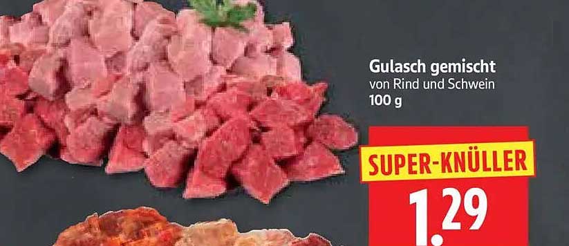 Gulasch gemischt von Rind und Schwein 100 g