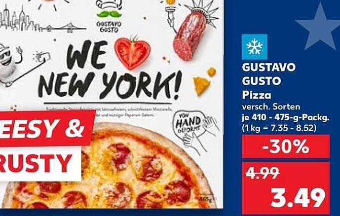 GUSTAVO GUSTO Pizza versch. Sorten je 410 - 475-g-Packg. (1 kg = 7.35 - 8.52)