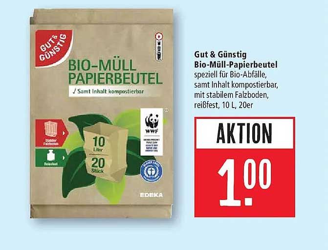 Gut & Günstig Bio-Müll-Papierbeutel