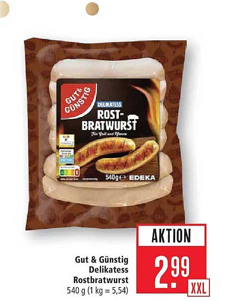 Gut & Günstig Delikatess Rostbratwurst 540 g (1 kg = 5,54)