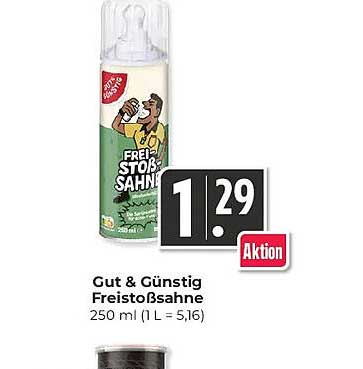 Gut & Günstig Freistoßsahne 250 ml (1 L = 5,16)
