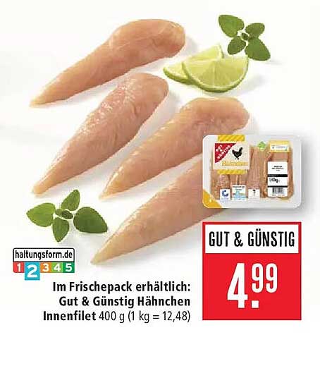 Gut & Günstig Hähnchen Innenfilet 400 g (1 kg = 12,48)