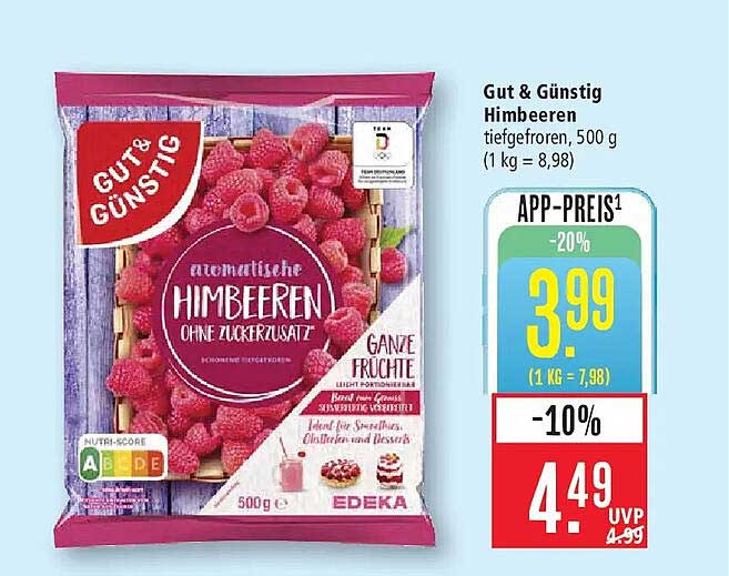 Gut & Günstig Himbeeren tiefgefroren, 500 g