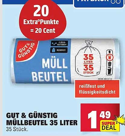 GUT & GÜNSTIG MÜLLBEUTEL 35 LITER