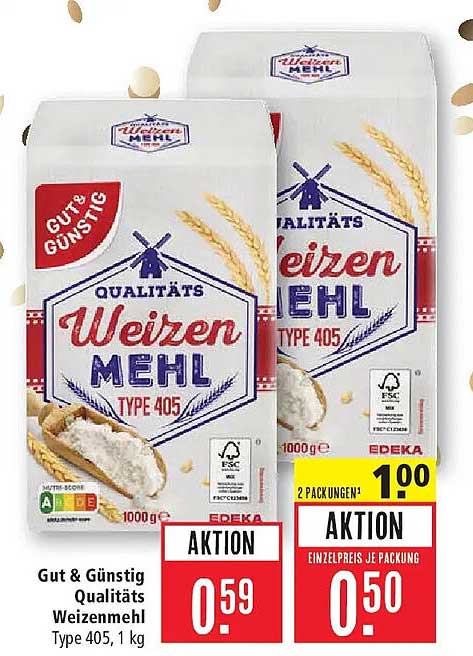 Gut & Günstig Qualitäts Weizenmehl Type 405, 1 kg