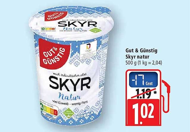 Gut & Günstig Skyr natur 500 g (1 kg = 2,04)