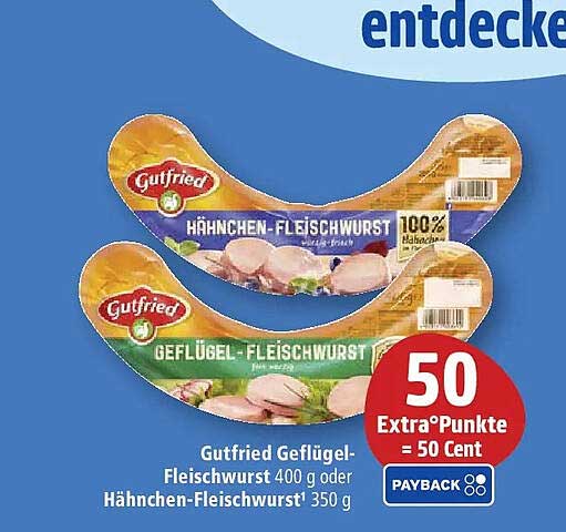 Gutfried Geflügel-Fleischwurst 400 g oder Hähnchen-Fleischwurst 350 g