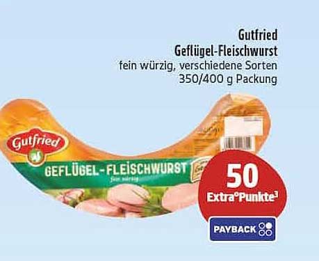 Gutfried Geflügel-Fleischwurst fein würzig, verschiedene Sorten 350/400 g Packung