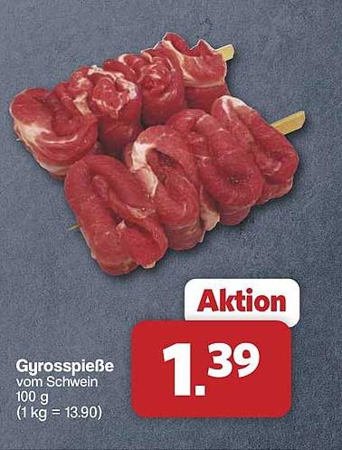 Gyrosspieße vom Schwein 100 g (1 kg = 13.90)