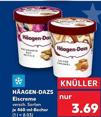 HÄAGEN-DAZS Eiscreme versch. Sorten je 460-ml-Becher (1 l = 8.03)