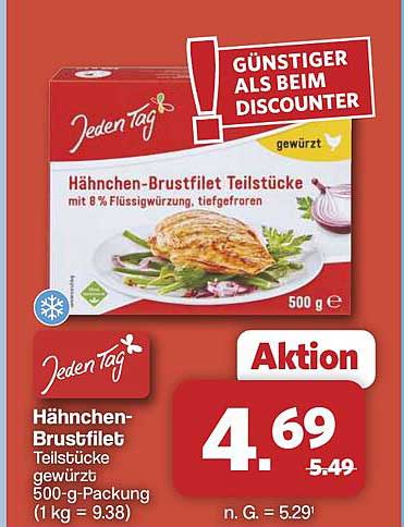 Hähnchen-Brustfilet Teilstücke gewürzt 500 g-Packung (1 kg = 9.38)