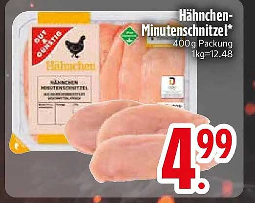 Hähnchen-Minutenschnitzel* 400 g Packung 1kg=12.48