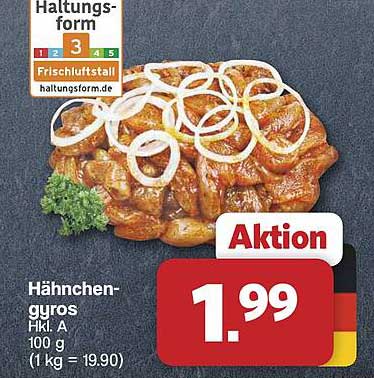 Hähnchengyros Hkl. A 100 g (1 kg = 19.90)
