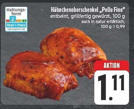 Hähnchenoberschenkel „Pollo Fino“ entbeint, grillfertig gewürzt, 100 g