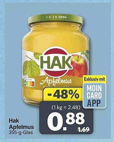 Hak Apfelmus 355-g-Glas