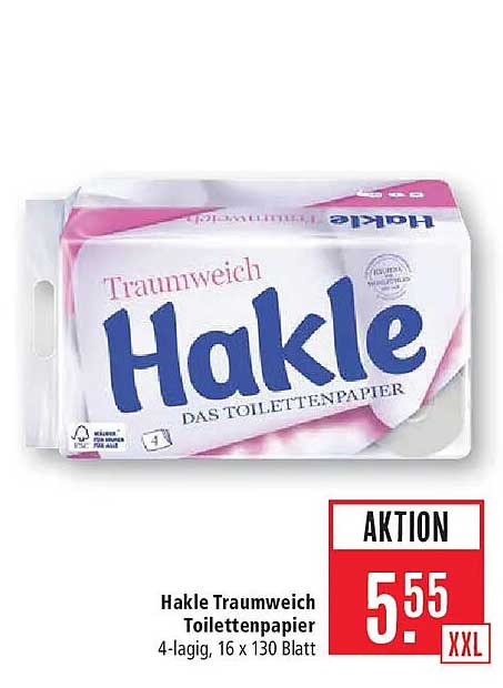 Hakle Traumweich Toilettenpapier 4-lagig, 16 x 130 Blatt