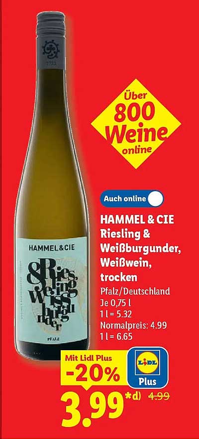 HAMMEL & CIE Riesling & Weißburgunder, Weißwein, trocken