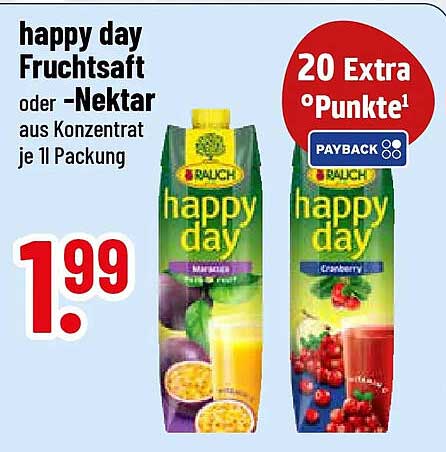 happy day Fruchtsaft oder -Nektar aus Konzentrat je 1l Packung