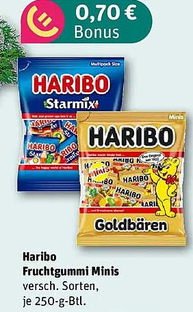 Haribo Fruchtgummi Minis versch. Sorten, je 250-g-Btl.