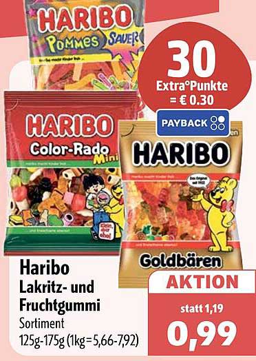 Haribo Lakritz- und Fruchtgummi Sortiment 125g-175g (1kg=5,66-7,92)