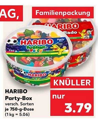 HARIBO Party-Box versch. Sorten je 750-g-Dose (1 kg = 5.06)