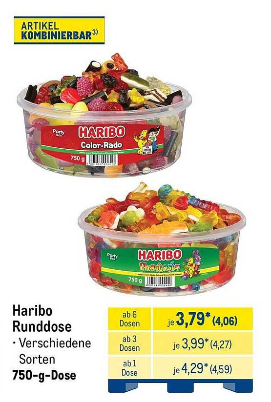 Haribo Runddose • Verschiedene Sorten 750-g-Dose