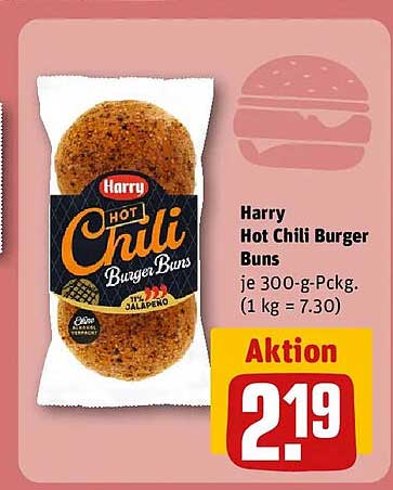 Harry Hot Chili Burger Buns je 300-g-Pckg. (1 kg = 7.30)