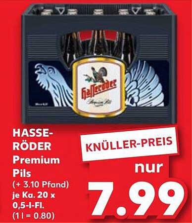 HASSE-RÖDER Premium Pils (+ 3.10 Pfand) je Ka. 20 x 0,5-Fl. (1l = 0.80)