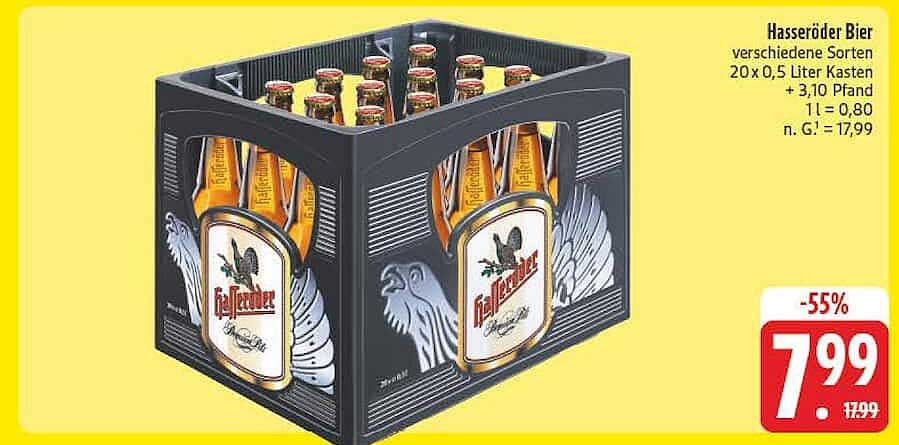 Hasseröder Bier verschiedene Sorten 20 x 0,5 Liter Kasten + 3,10 Pfand