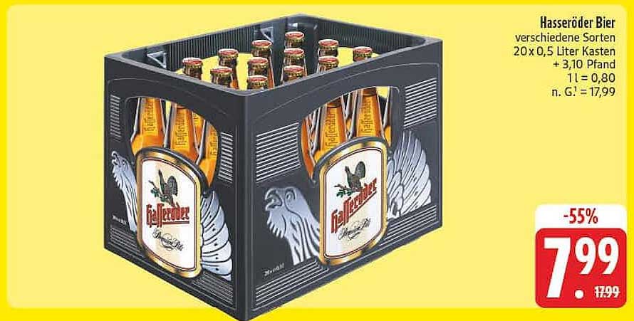 Hasseröder Bier verschiedene Sorten 20 x 0,5 Liter Kasten