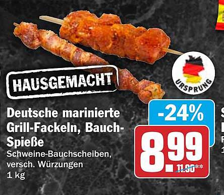 HAUSGEMACHT! Deutsche marinierte Grill-Fackeln, Bauch-Spieße