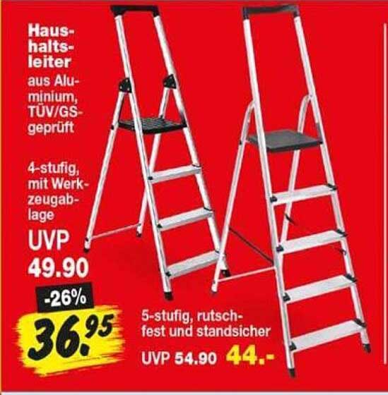 Haushaltsleiter aus Aluminium, TÜV/GS geprüft