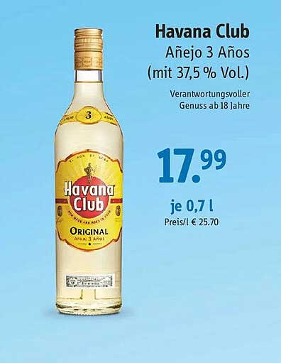 Havana Club Añejo 3 Años (mit 37,5 % Vol.)