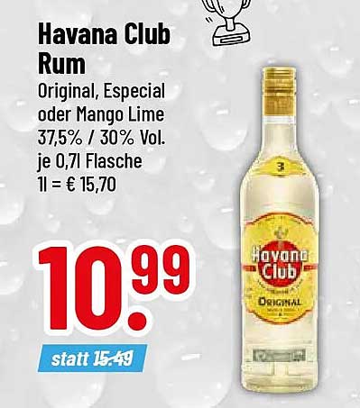 Havana Club Rum Original, Especial oder Mango Lime 37,5% / 30% Vol. je 0,7 l Flasche