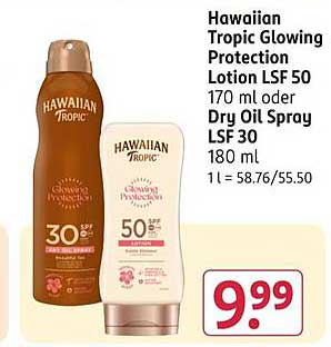 Hawaiian Tropic Glowing Protection Lotion LSF 50 170 ml oder Dry Oil Spray LSF 30 180 ml