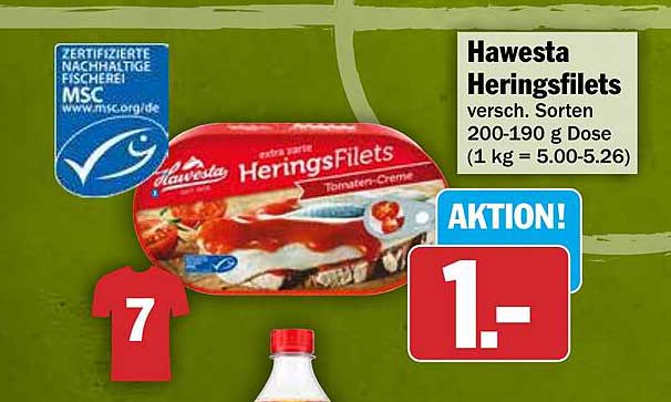 Hawesta Heringsfilets versch. Sorten 200-190 g Dose (1 kg = 5.00-5.26)