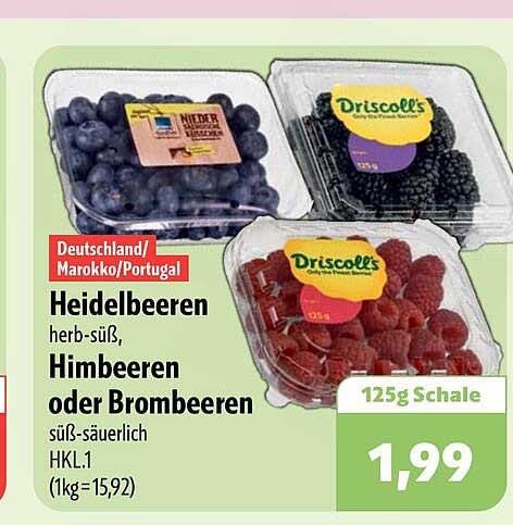 Heidelbeeren, Himbeeren oder Brombeeren