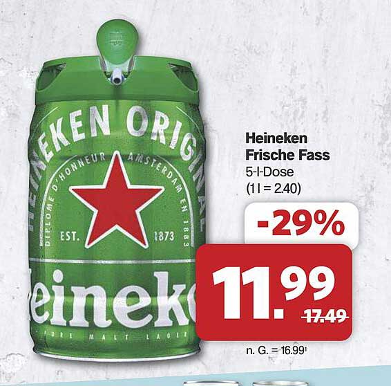 Heineken Frische Fass 5-llDose (1l = 2.40)