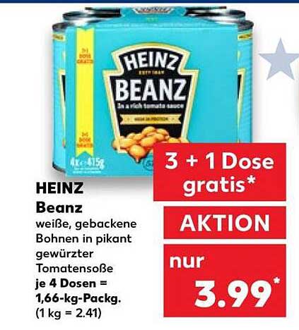 HEINZ Beanz weiße, gebackene Bohnen in pikant gewürzter Tomatensoße