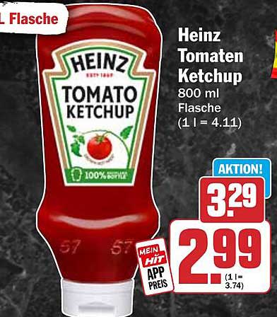 Heinz Tomaten Ketchup 800 ml Flasche (1 l = 4.11)