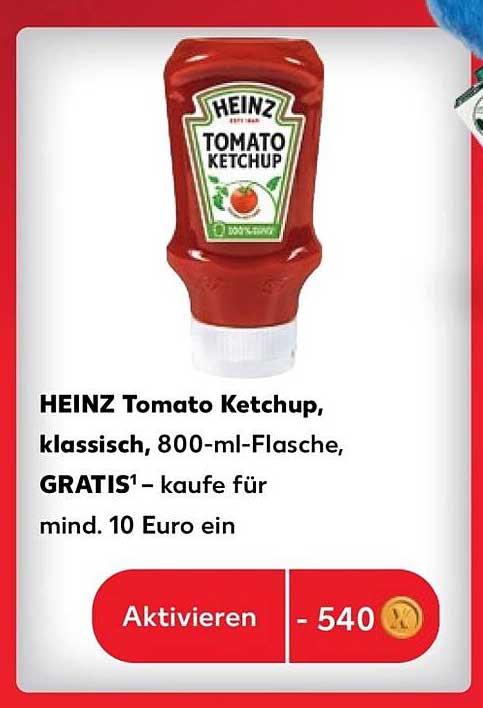 HEINZ Tomato Ketchup, klassisch, 800-ml-Flasche, GRATIS¹ – kaufe für mind. 10 Euro ein