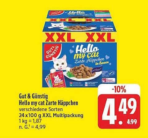 Hello my cat Zarte Häppchen verschiedene Sorten 24 x 100 g XXL Multipackung